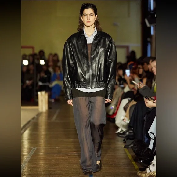 PALOMA WOOL LORA BLACK LEATHER BOMBER JACKET SIZE 36 (SMALL) - Picture 14 of 16